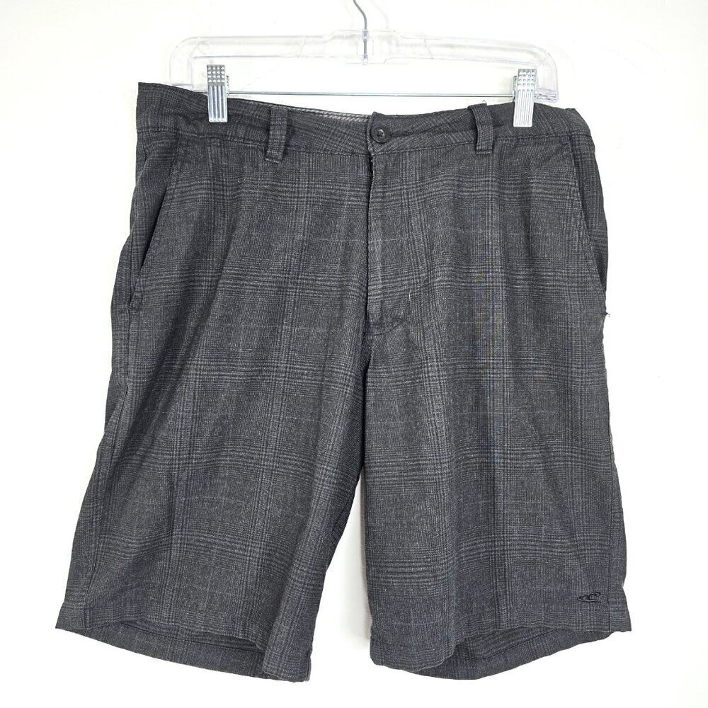 O'neill Charcoal Gray Plaid Flat Front Chino Shorts